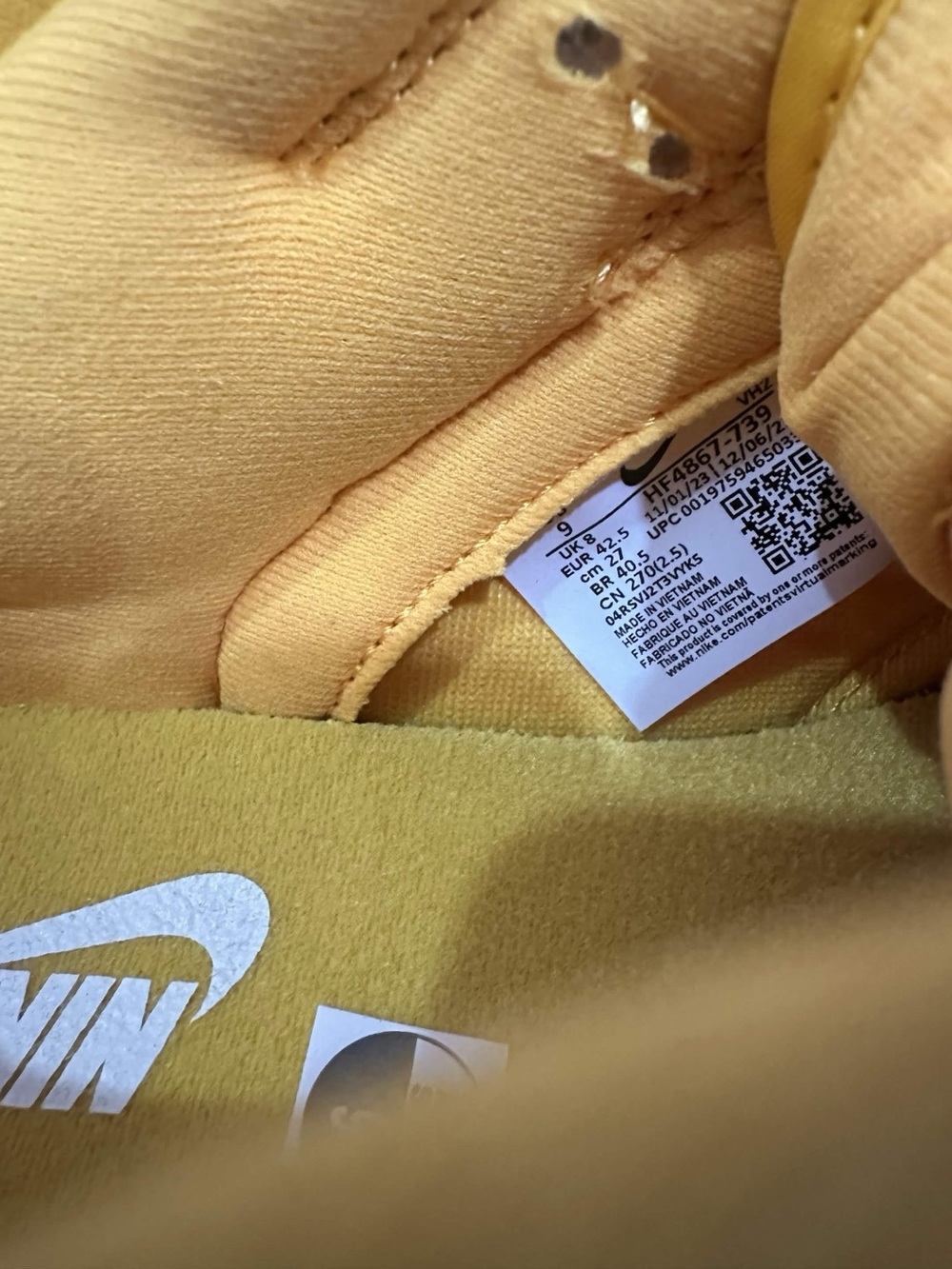 *Used* Nike Dunk Low Men White Yellow (HF4867-739) Size 9 *Damaged Original Box* - Picture 9 of 11